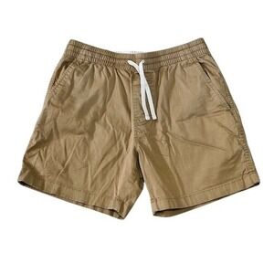 J. Crew Dock Shorts Men Small Khaki Tan Elastic Drawstring Waist Cotton Blend